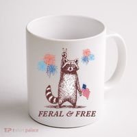 Feral & Free Funny Patriotic Racoon 4th July  Coffee Mug thumb 1