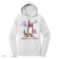 Feral & Free Funny Patriotic Racoon 4th July  Women's Hoodie thumb 0