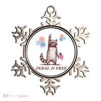 Feral & Free Funny Patriotic Racoon 4th July  Ornament thumb 0