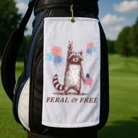 Feral & Free Funny Patriotic Racoon 4th July  Golf Towel thumb 2