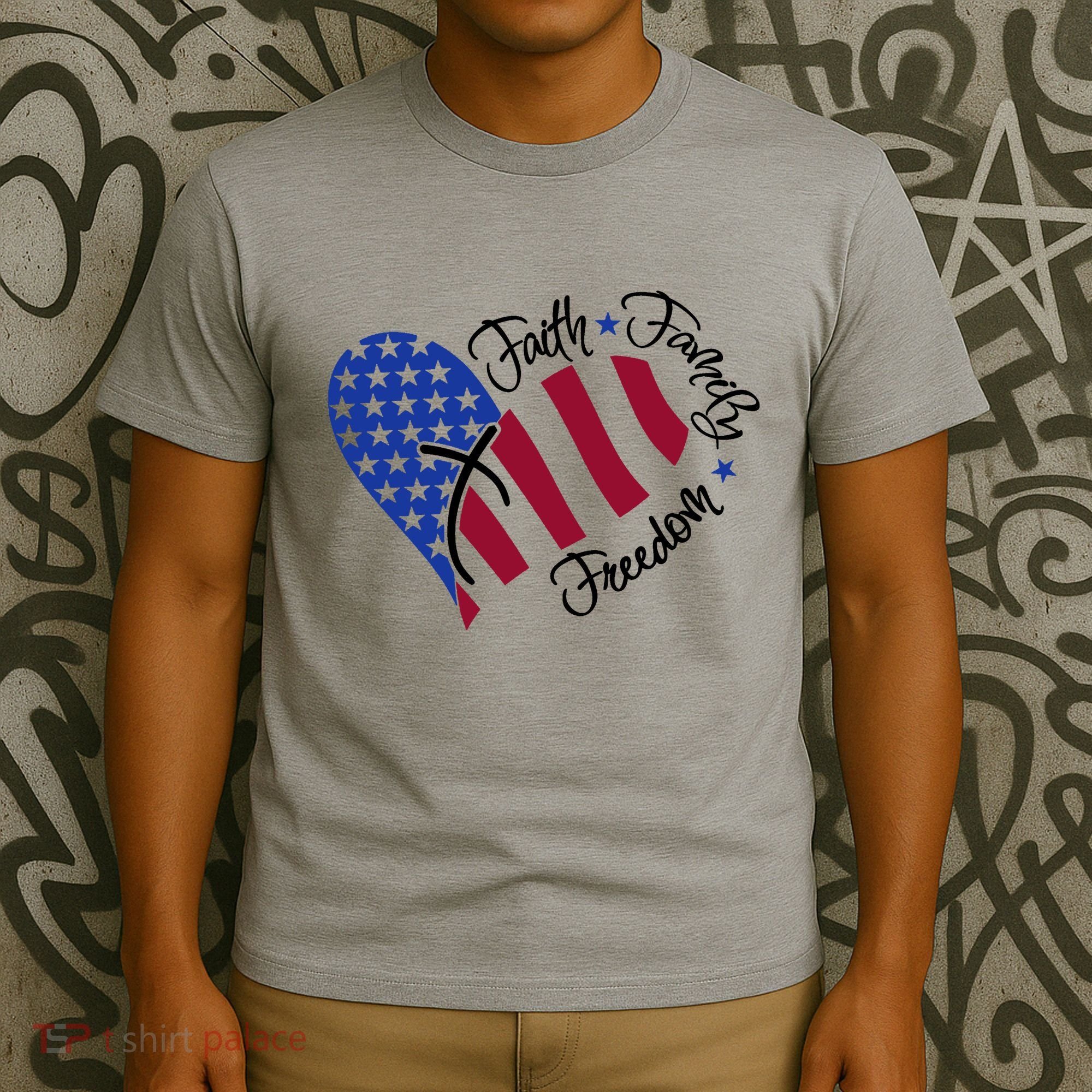 Faith Family Freedom USA Heart T-Shirt