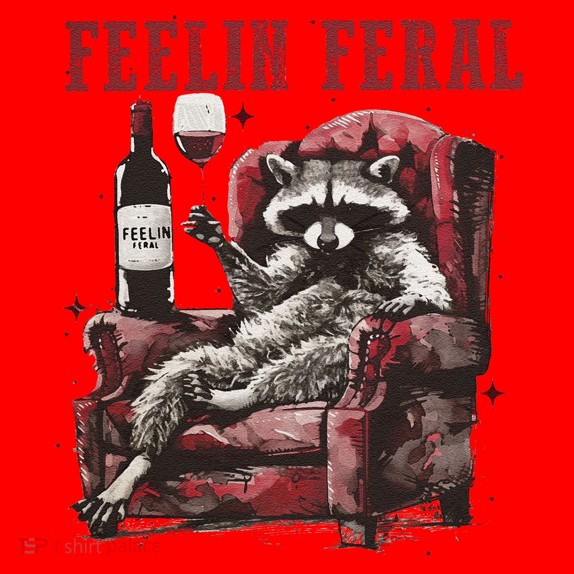 Feelin Feral Funny Sarcastic Snarky Funny Raccoon Santa Hat