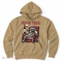 Feelin Feral Funny Sarcastic Snarky Funny Raccoon Hoodie thumb 0