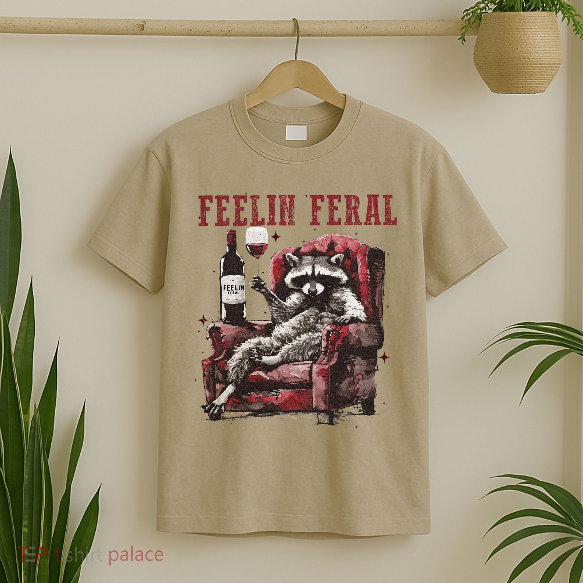 Feelin Feral Funny Sarcastic Snarky Funny Raccoon T-Shirt