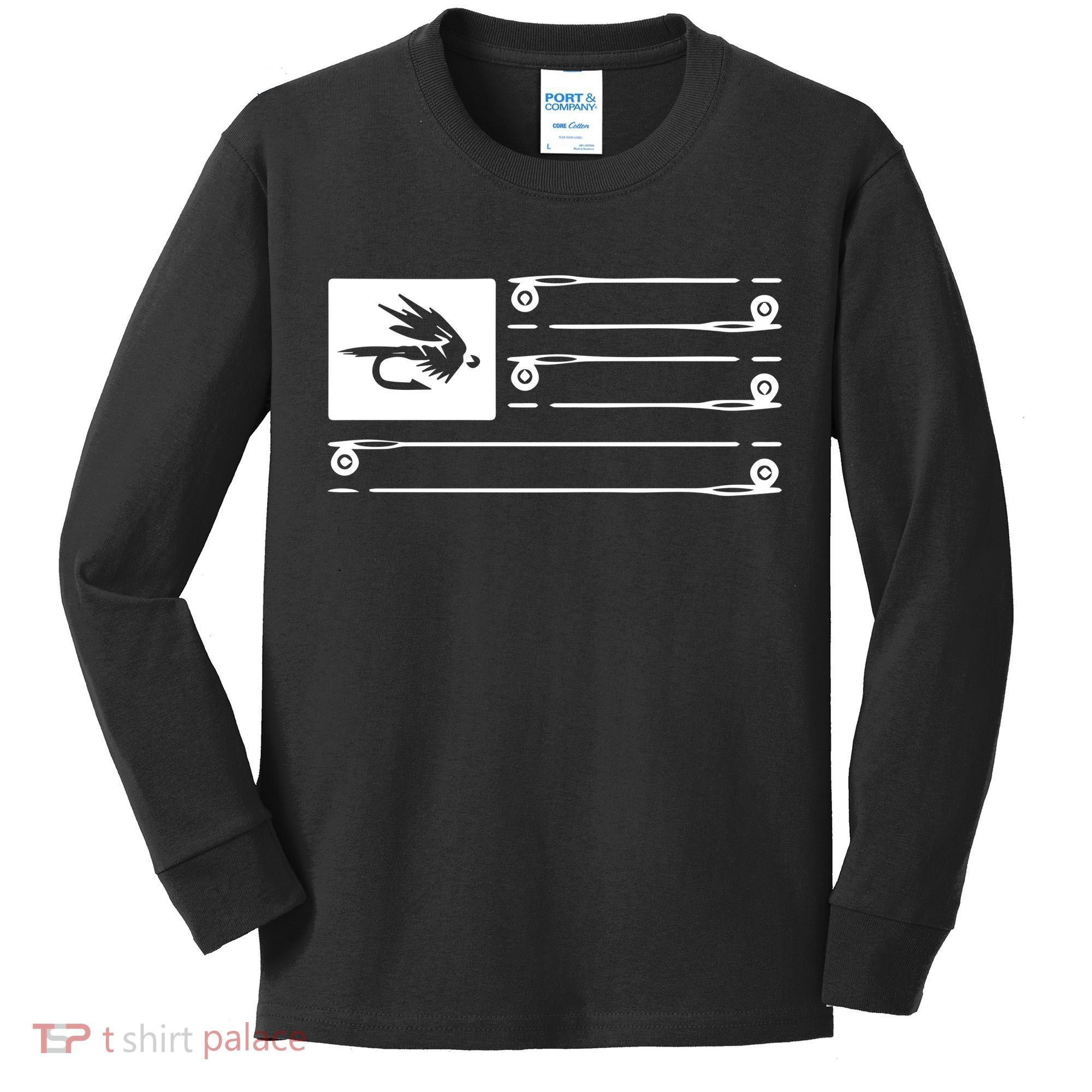 Fly Fishing Flag Kids Long Sleeve Shirt