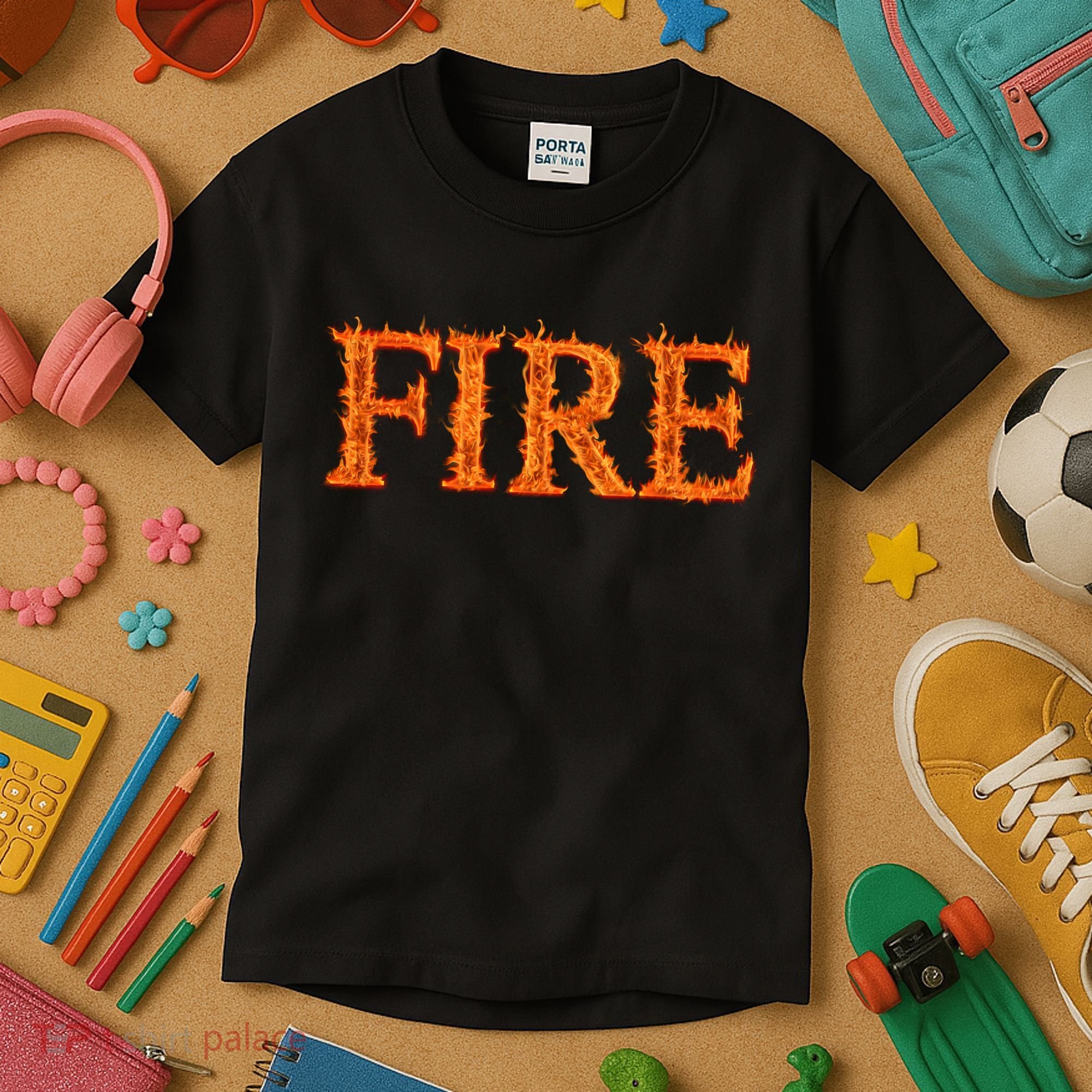 Flaming Fire Kids T-Shirt