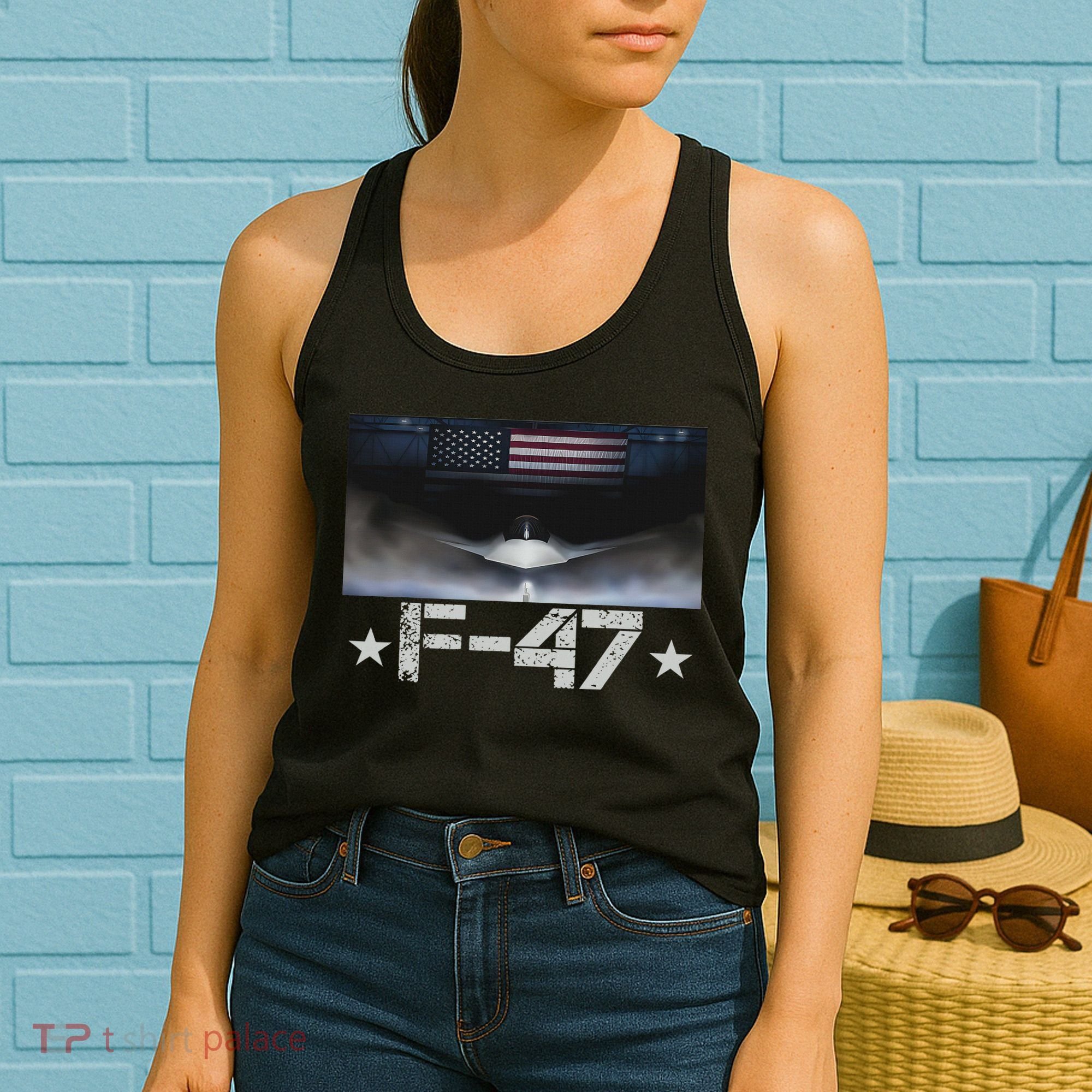 Funny F47 Fighter Jet Trump F 47 Jet Fighter Aircraft Women's Tank Top