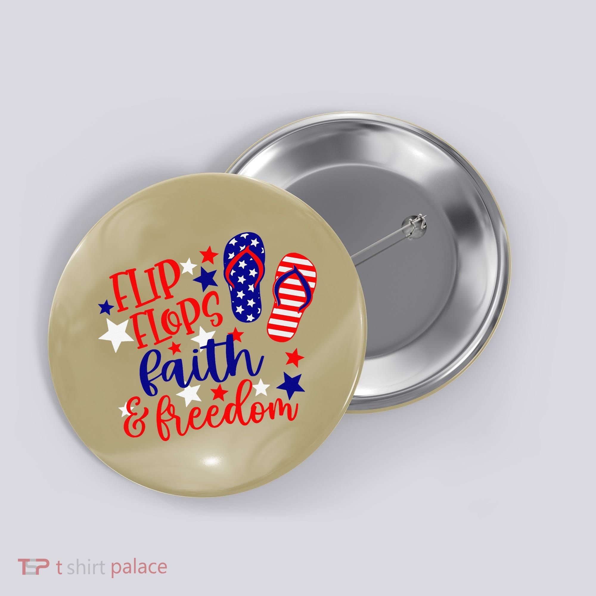 Flip Flops Faith And Freedom Button