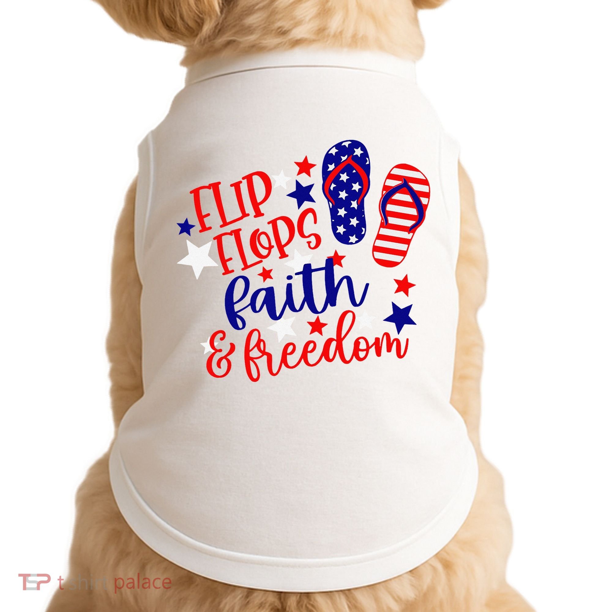 Flip Flops Faith And Freedom Doggie Tank