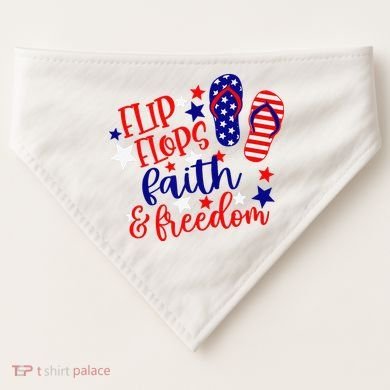 Flip Flops Faith And Freedom USA-Made Doggie Bandana
