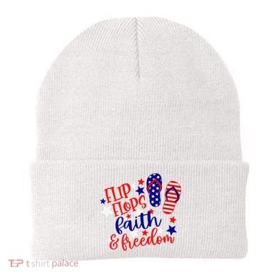 Flip Flops Faith And Freedom Beanie