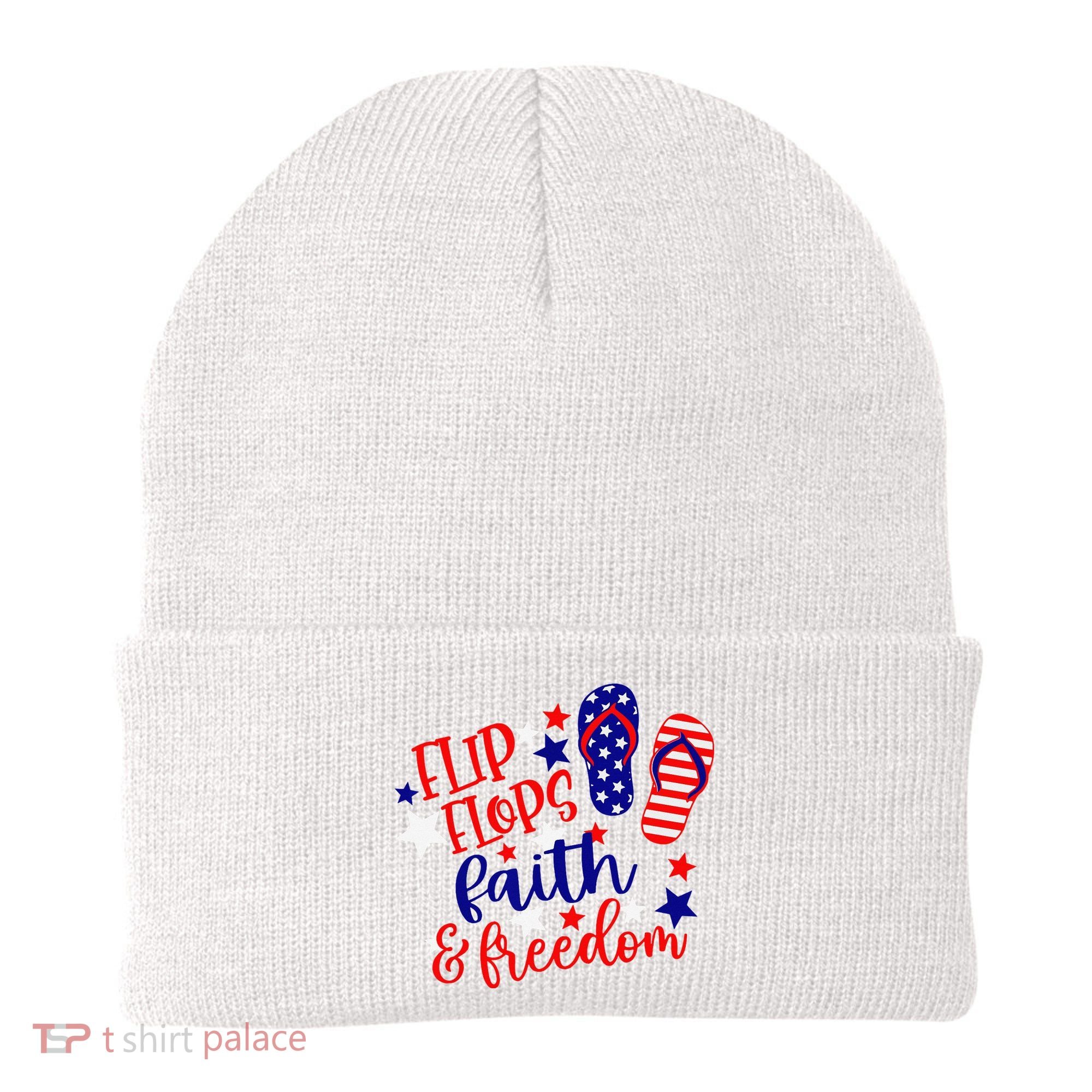 Flip Flops Faith And Freedom Beanie