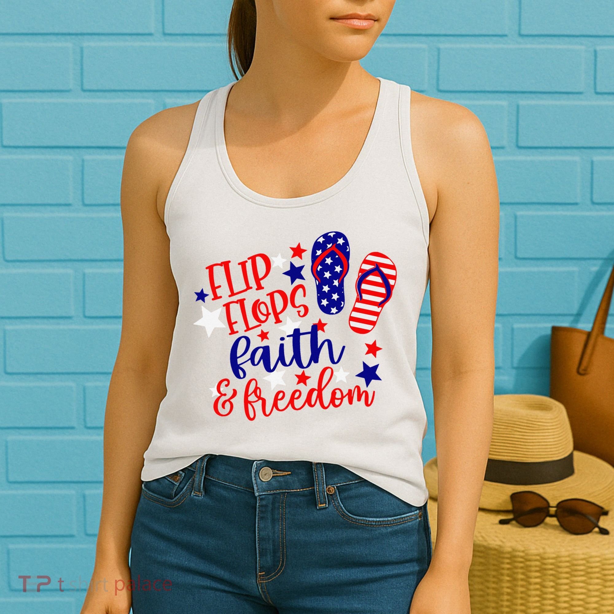 Flip Flops Faith And Freedom Women's Tank Top