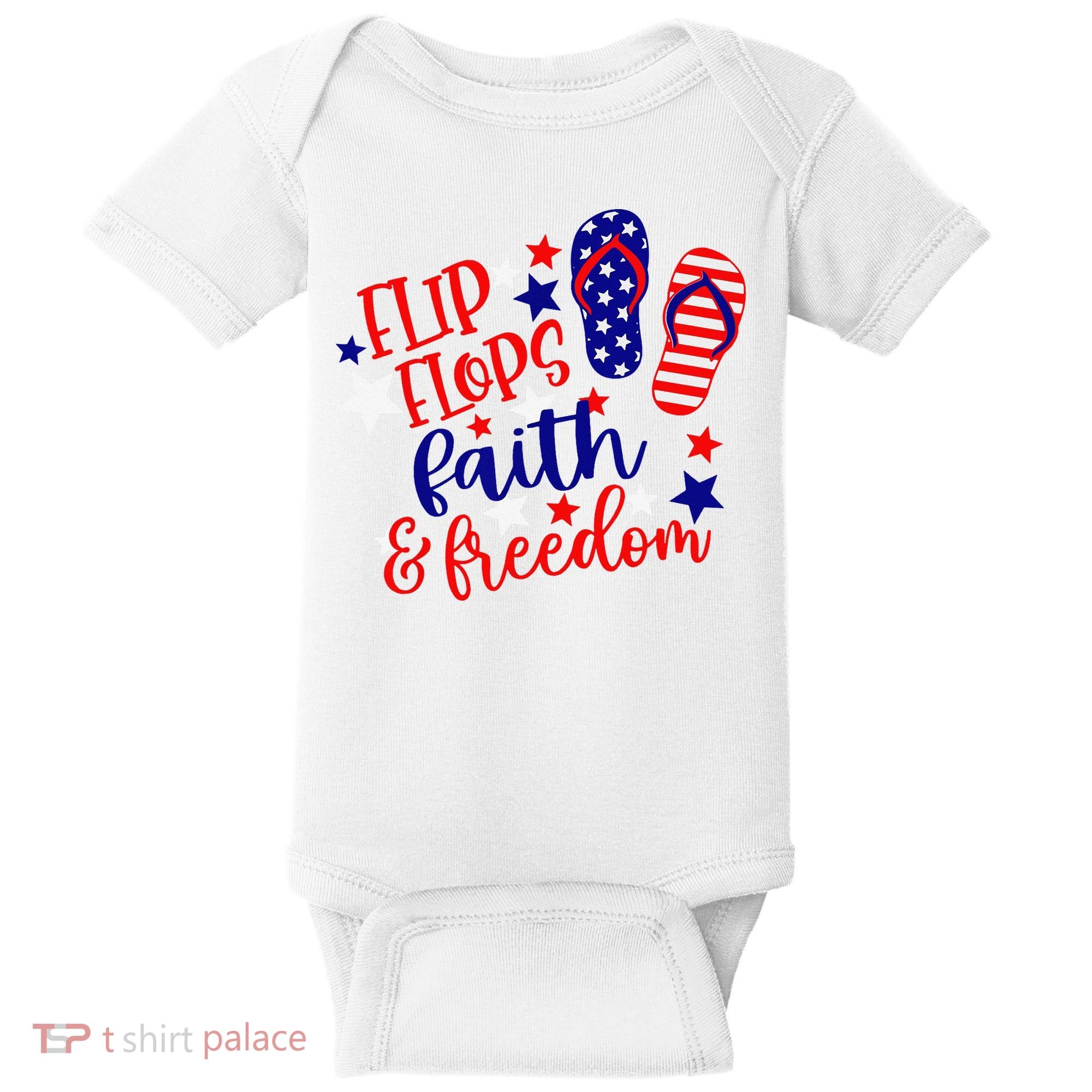 Flip Flops Faith And Freedom Baby Bodysuit