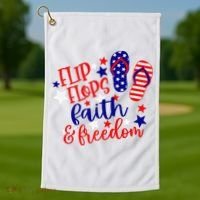 Flip Flops Faith And Freedom Golf Towel thumb 1