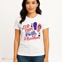 Flip Flops Faith And Freedom Women's T-Shirt thumb 4