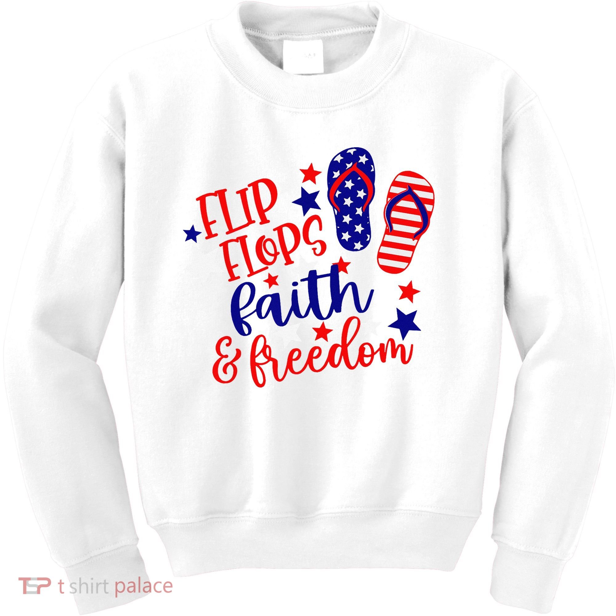 Flip Flops Faith And Freedom Kids Sweatshirt