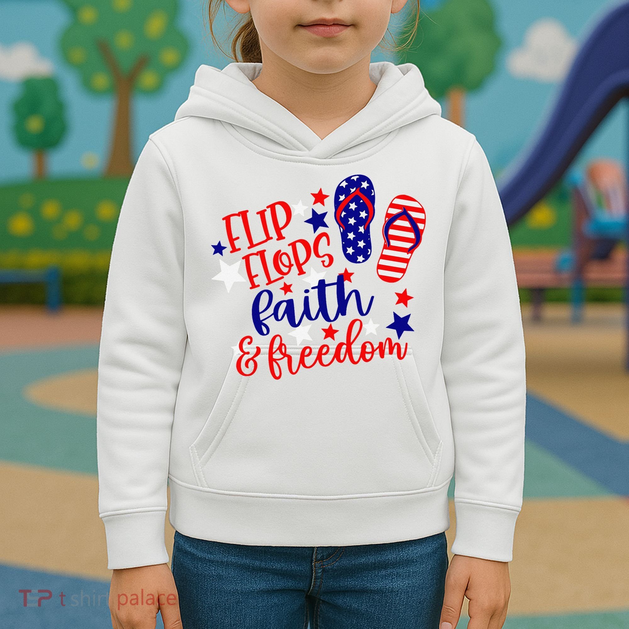 Flip Flops Faith And Freedom Kids Hoodie