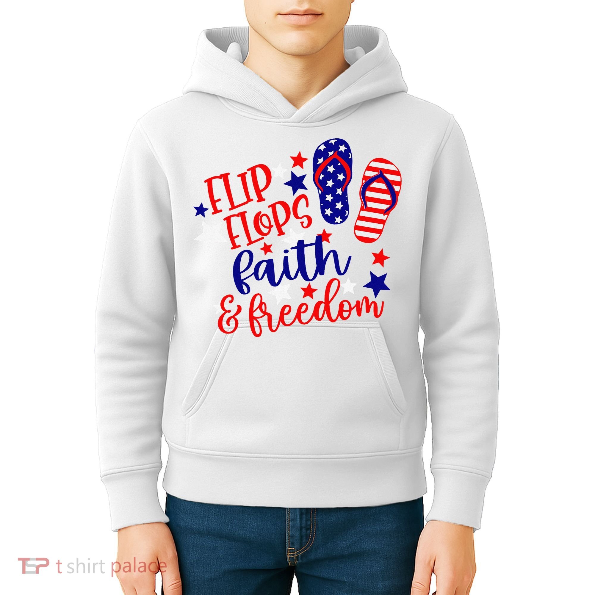 Flip Flops Faith And Freedom Kids Hoodie