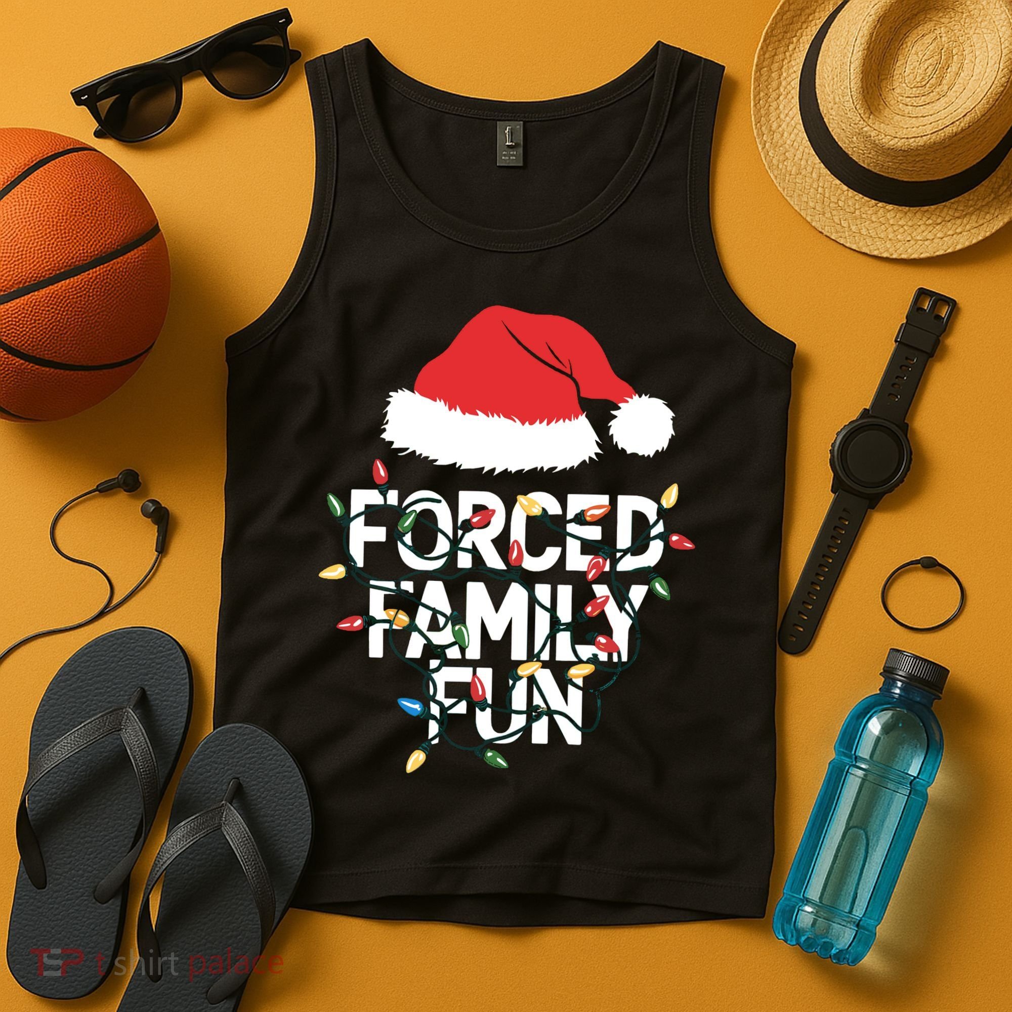 Forced Family Fun Sarcastic Christmas Funny Tank Top