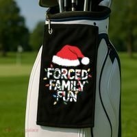 Forced Family Fun Sarcastic Christmas Funny Golf Towel thumb 2