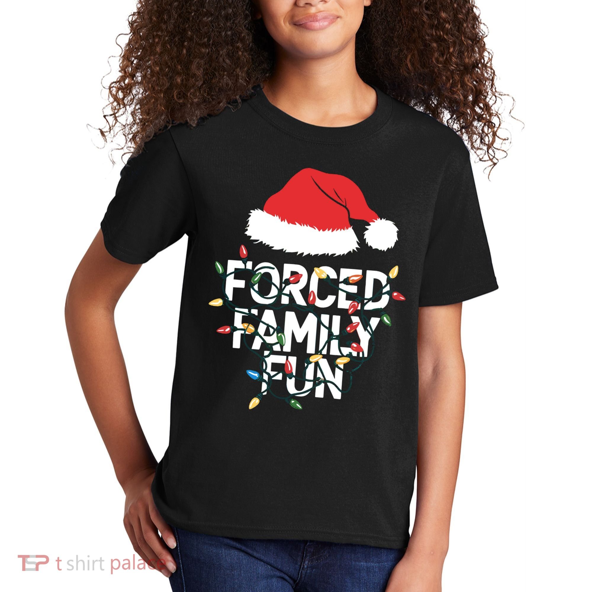 Forced Family Fun Sarcastic Christmas Funny Kids T-Shirt