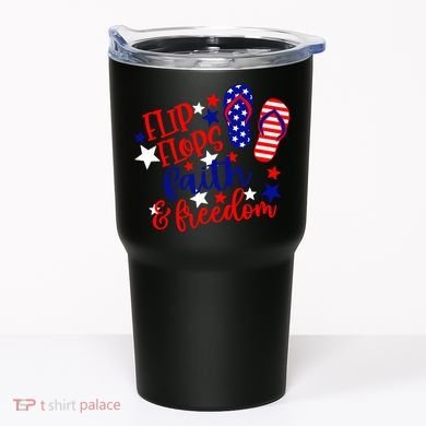 Flip Flops Faith And Freedom Tumbler