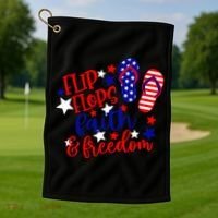 Flip Flops Faith And Freedom Golf Towel thumb 1