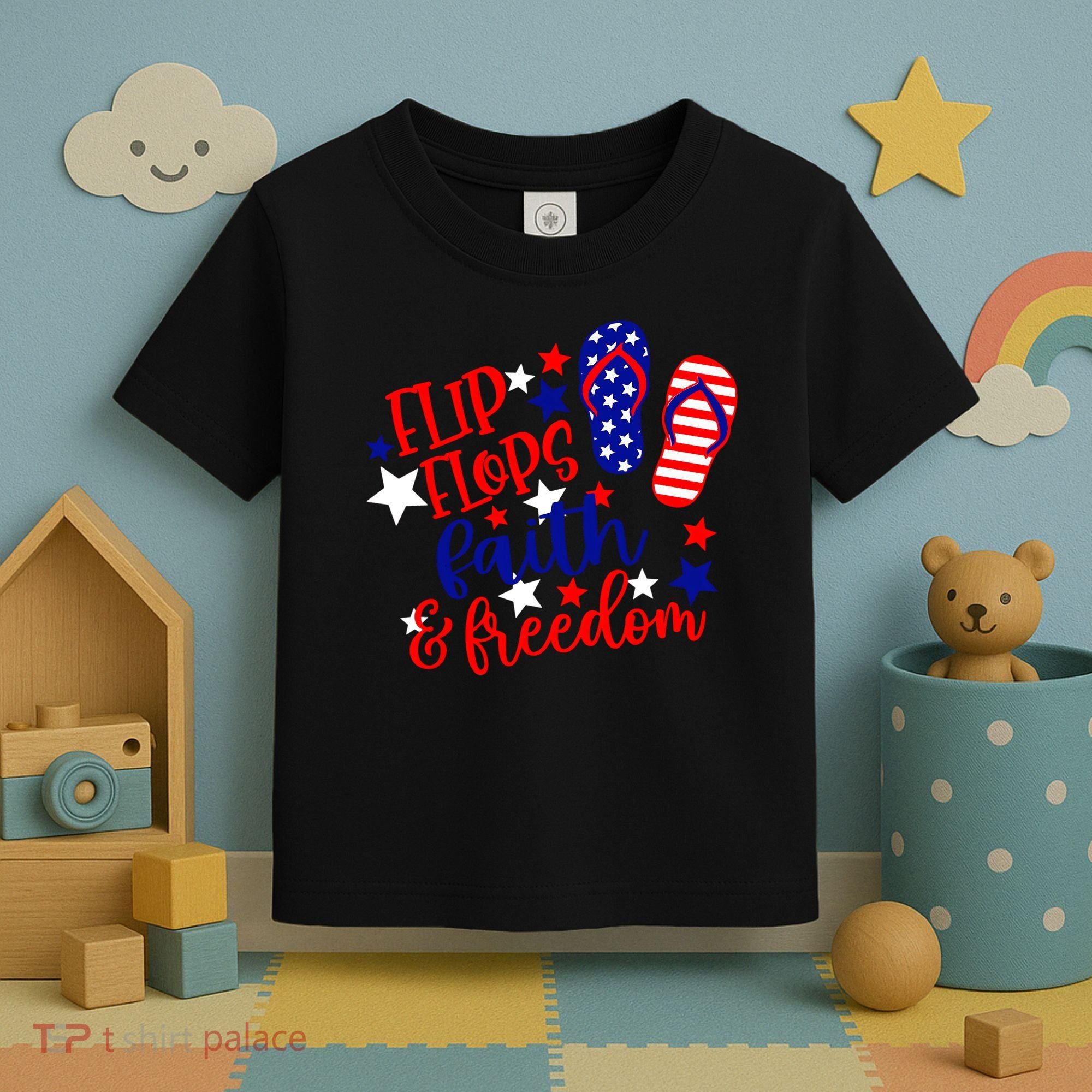 Flip Flops Faith And Freedom Toddler T-Shirt