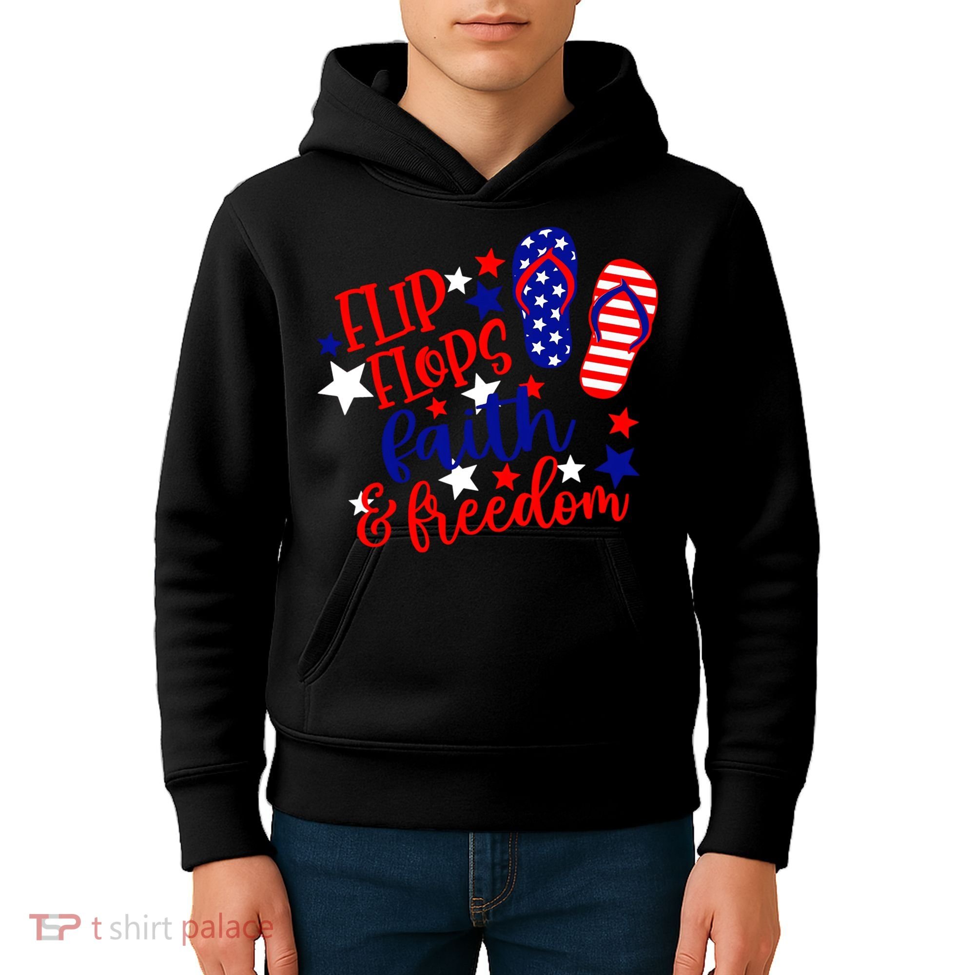 Flip Flops Faith And Freedom Kids Hoodie