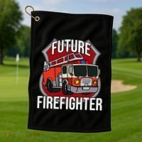 Future Firefighter Fire Fire Truck Car Gift Golf Towel thumb 1