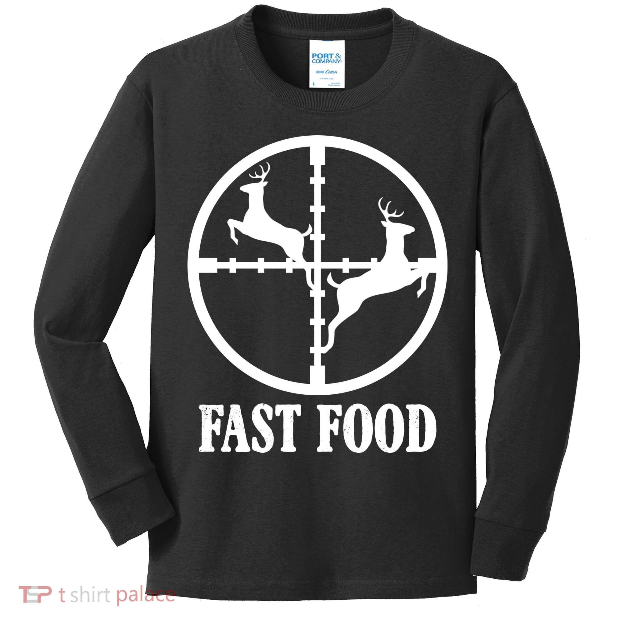 Fast Food Funny Deer Hunting Season Kids Long Sleeve Shirt