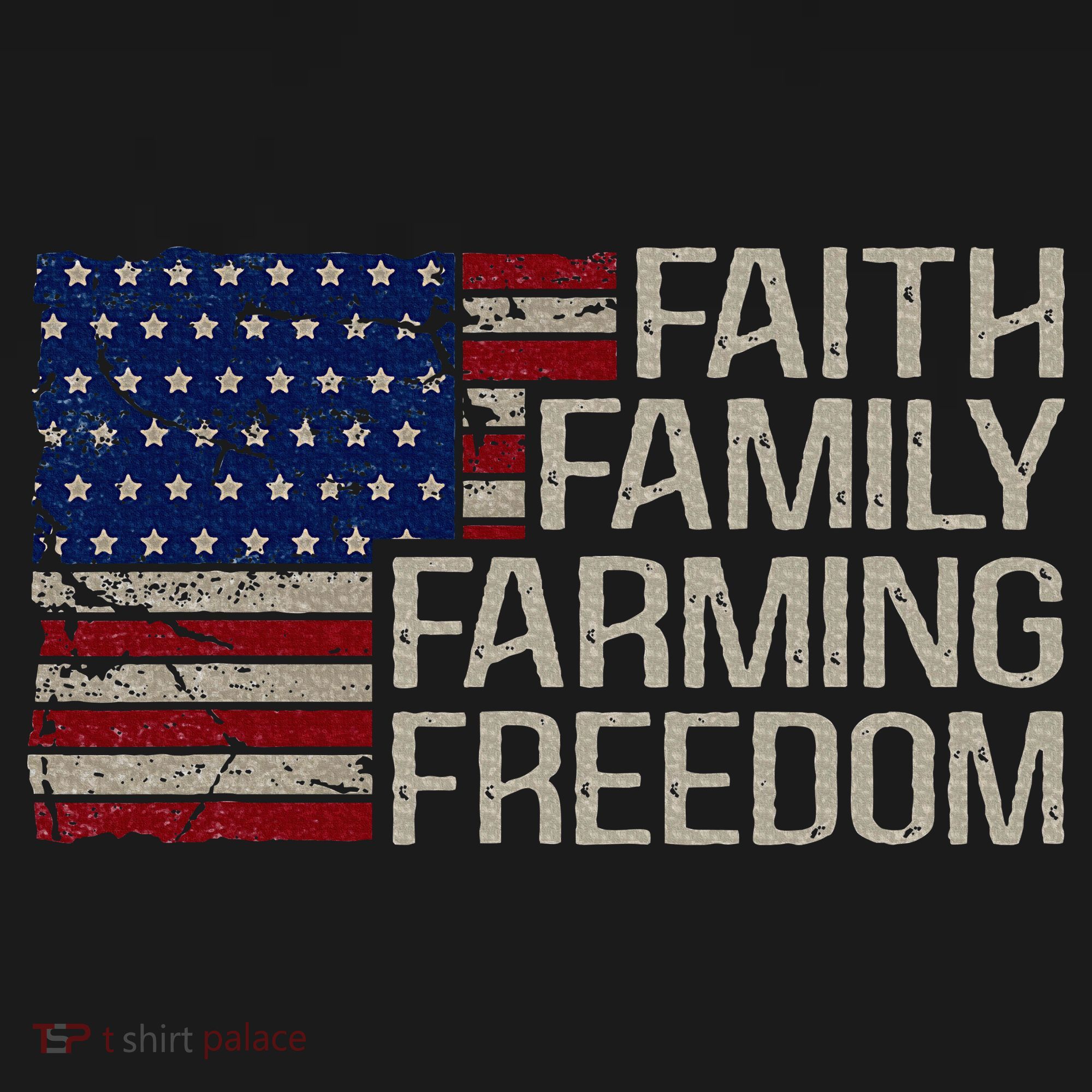 Faith Family Farming Freedom American Flag 4th Of July T-Shirt