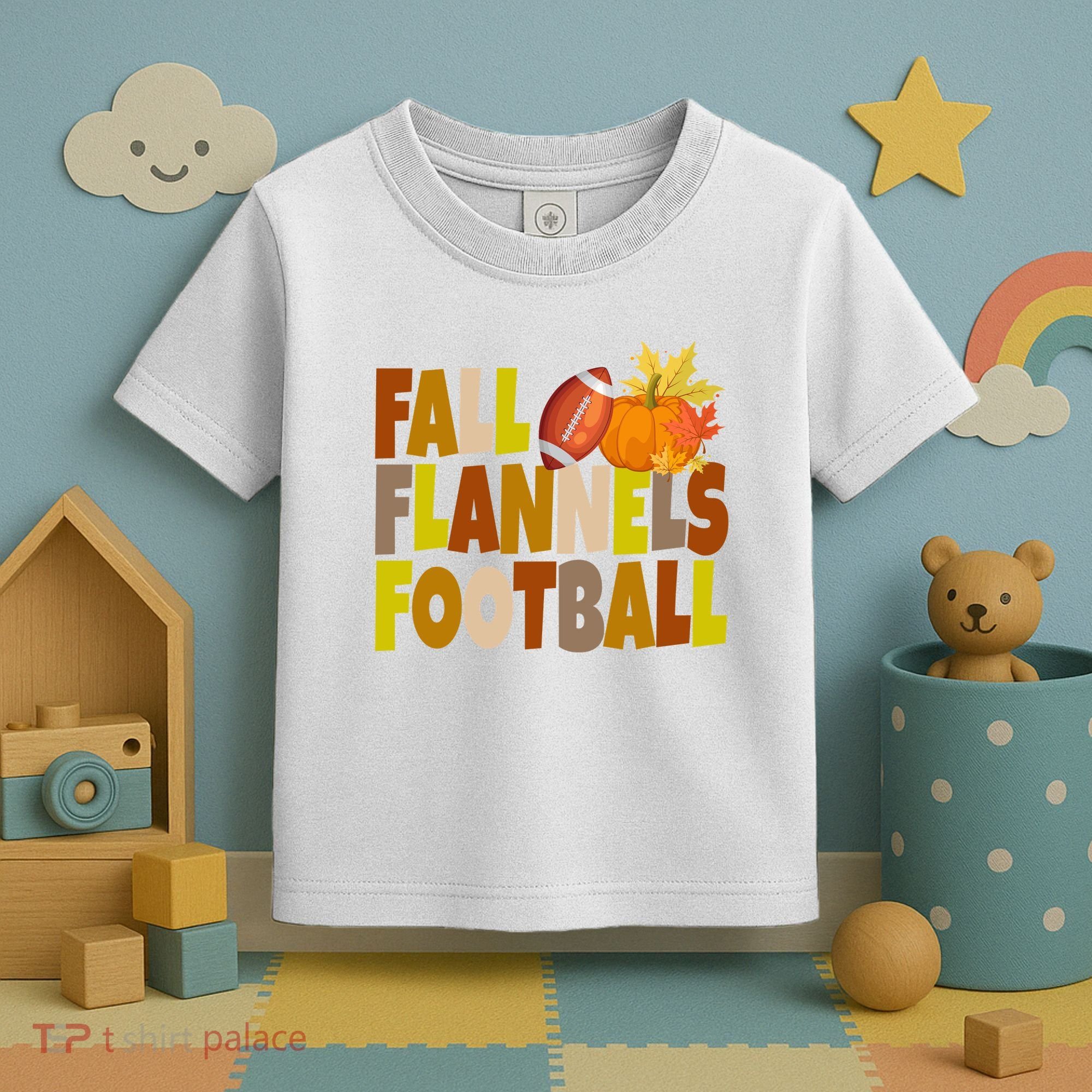 Fall Flannels Football Sport Lover Toddler T-Shirt