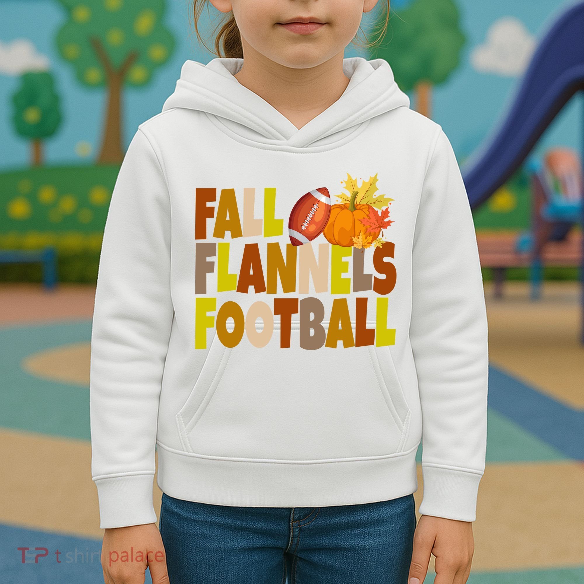 Fall Flannels Football Sport Lover Kids Hoodie