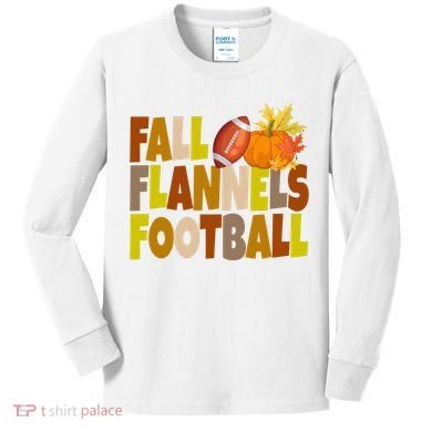 Fall Flannels Football Sport Lover Kids Long Sleeve Shirt