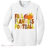 Fall Flannels Football Sport Lover Kids Long Sleeve Shirt thumb 0