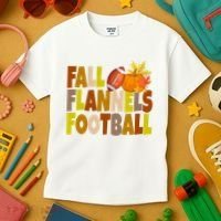 Fall Flannels Football Sport Lover Kids T-Shirt thumb 3