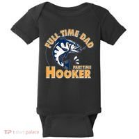 Funny Fishing Full Time Dad Part Time Hooker Baby Bodysuit thumb 0