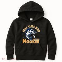 Funny Fishing Full Time Dad Part Time Hooker Kids Hoodie thumb 0