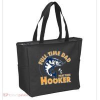 Funny Fishing Full Time Dad Part Time Hooker Tote Bag thumb 2