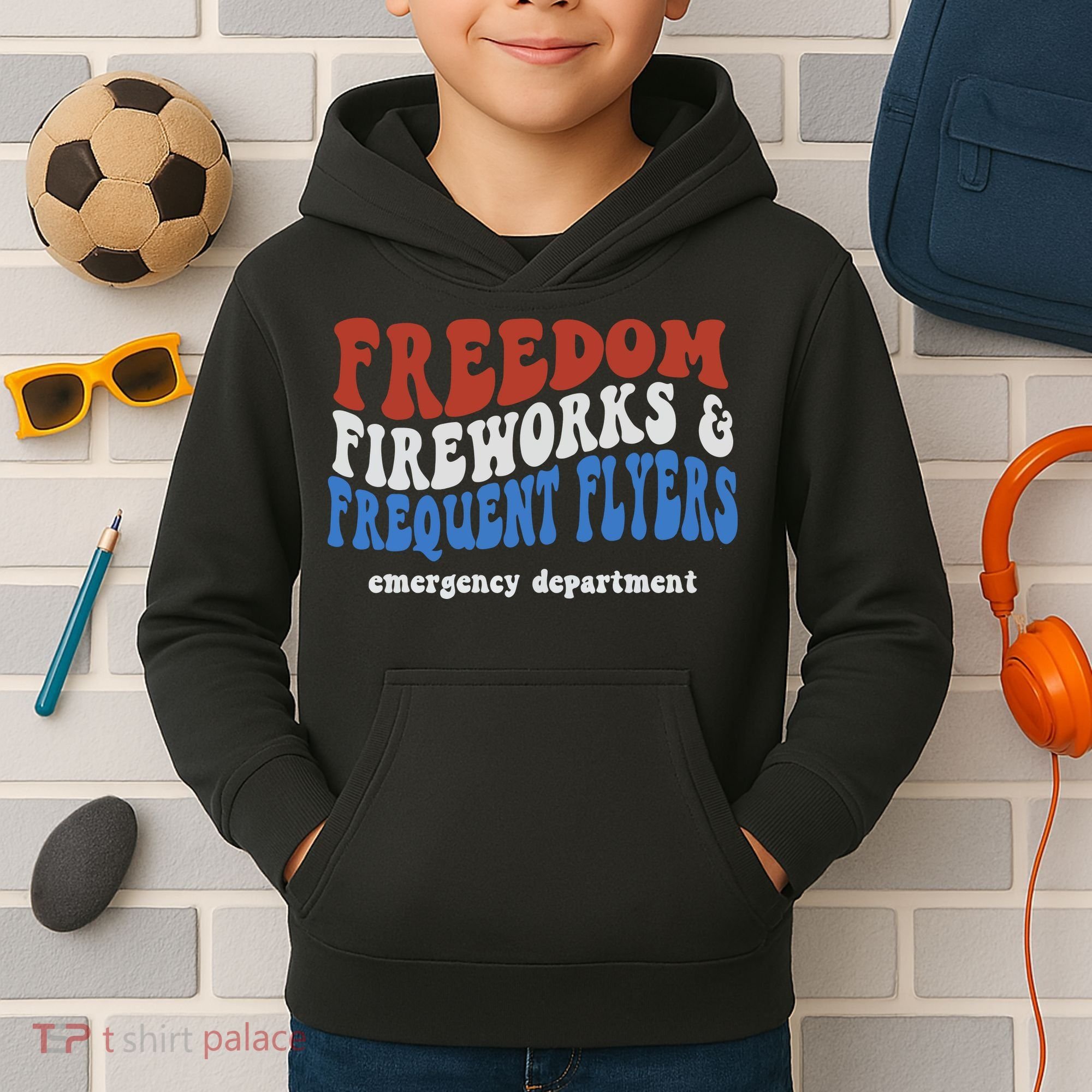 Freedom Fireworks & Frequent Flyers Emergency Department Kids Hoodie