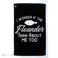 Funny Flounder Fishing Gigging Golf Towel thumb 0