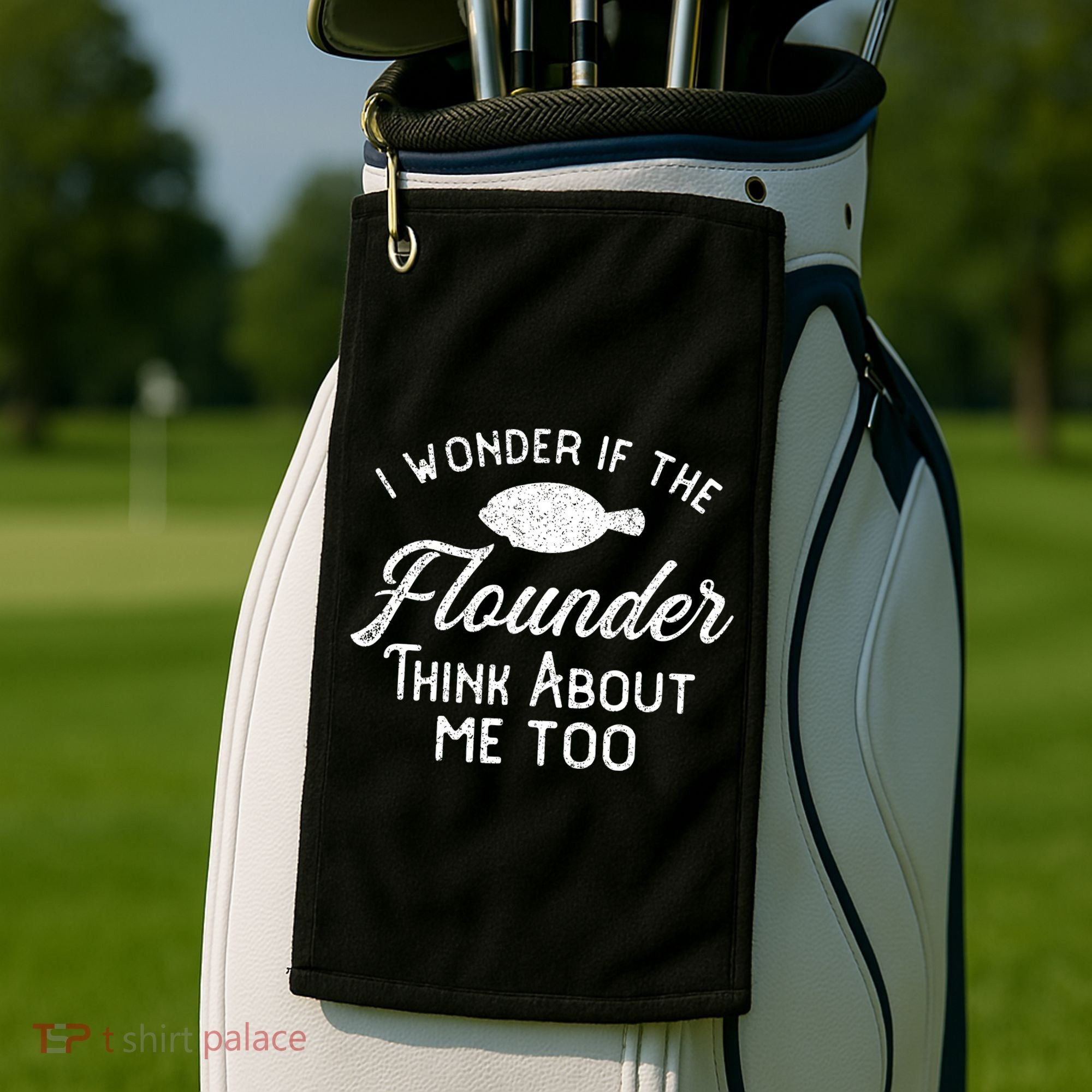 Funny Flounder Fishing Gigging Golf Towel