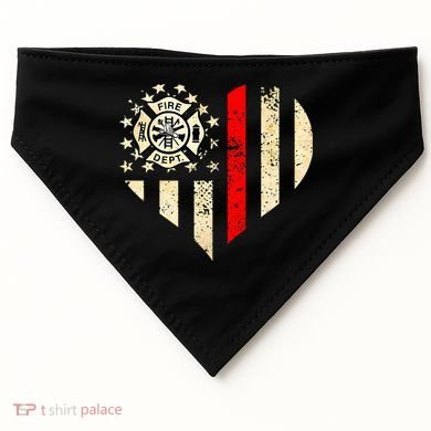 Funny Firefighter Fireman Heart USA-Made Doggie Bandana