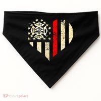 Funny Firefighter Fireman Heart USA-Made Doggie Bandana thumb 0