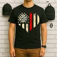 Funny Firefighter Fireman Heart T-Shirt thumb 6