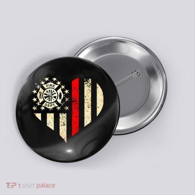 Funny Firefighter Fireman Heart Button