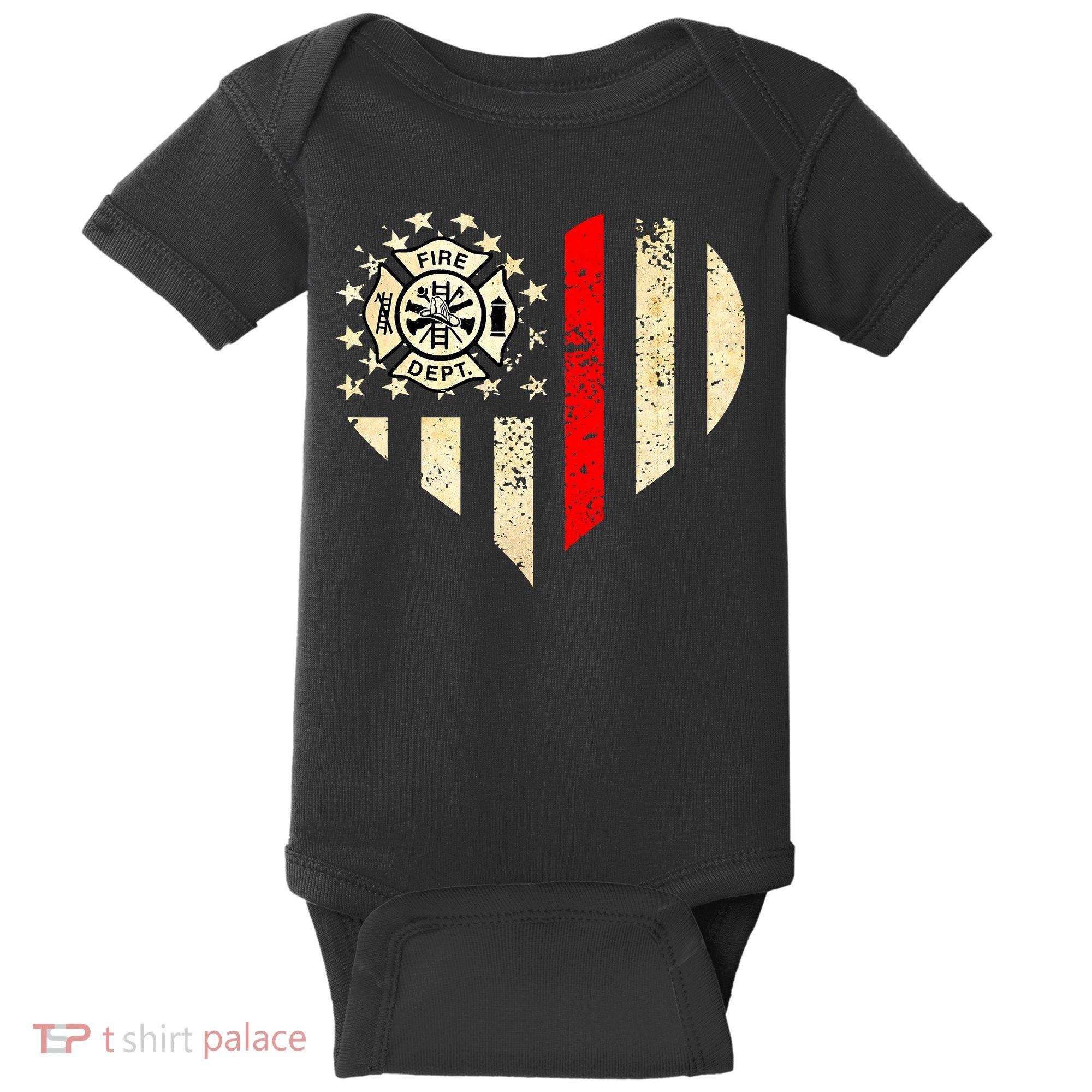Funny Firefighter Fireman Heart Baby Bodysuit