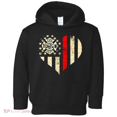 Funny Firefighter Fireman Heart Toddler Hoodie